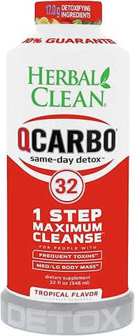 QCarbo32 Bebida Detox Premium de 32 ml, Sabor Tropical – Marca Herbal Clean - Herbal Clean