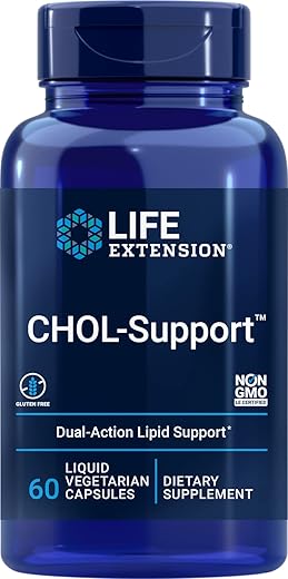 CHOL-Support – Suplemento para Gerenciamento de Colesterol – Sem Glúten, Não-OGM, Vegetariano – 60 Cápsulas Vegetarianas Líquidas - Life Extension