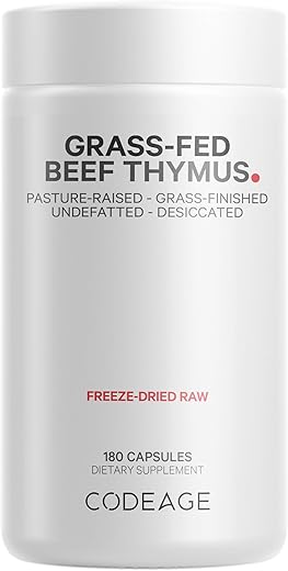 Superalimento de Timo de Gado Criado a Pasto, Liofilizado, Não Desengordurado, Timo Desidratado – 100g - Codeage