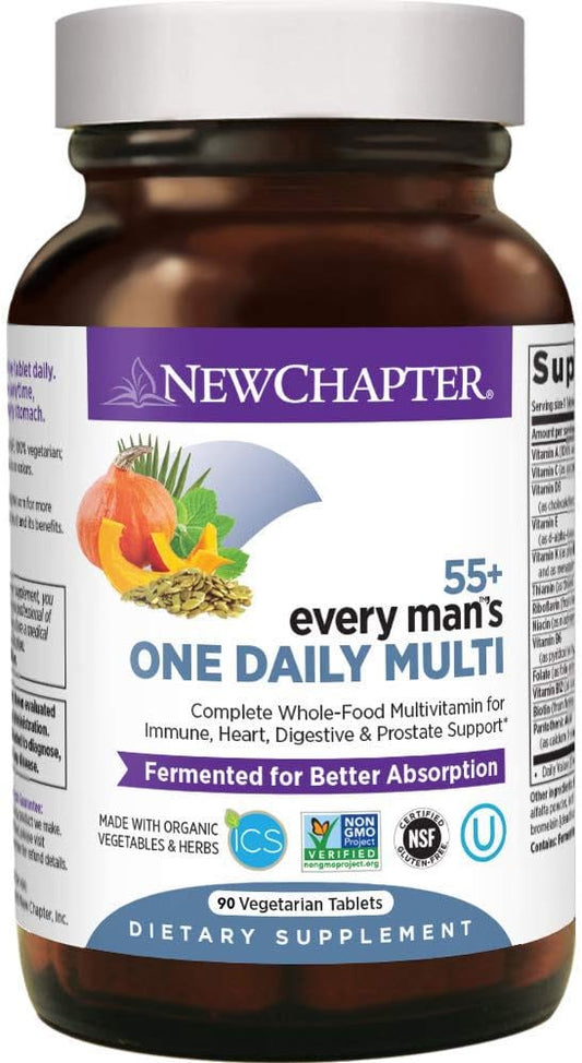 Multivitamínico para Homens 50 Plus – Todo Homem Diário 55 com Probióticos Fermentados Alimentos Integrais Astaxantina Orgânica Ingredientes Não-OGM – 90 ct - New Chapter