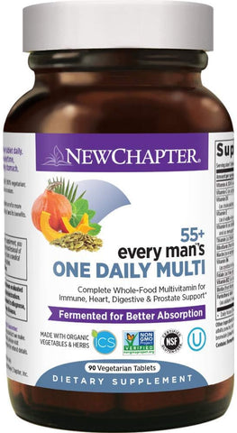Multivitamínico para Homens 50 Plus – Todo Homem Diário 55 com Probióticos Fermentados Alimentos Integrais Astaxantina Orgânica Ingredientes Não-OGM – 90 ct - New Chapter