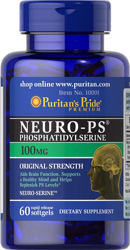 Puritan's Pride - Puritan’s Pride Neuro-PS 100 mg-60 Softgels – Fórmula de Fosfatidilserina para Memória e Concentração