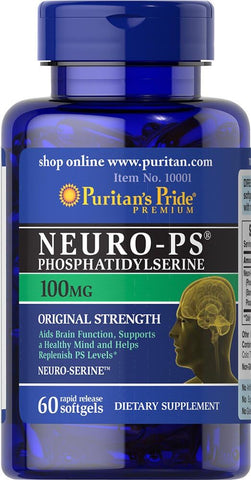 Puritan's Pride - Puritan’s Pride Neuro-PS 100 mg-60 Softgels – Fórmula de Fosfatidilserina para Memória e Concentração