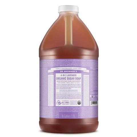 Dr. Bronner's - Dr. Bronner’s – Sabonete de Açúcar Orgânico (Lavanda, 64 Onças) – Feito com Óleos Orgânicos, Açúcar e Pó de Shikakai, 4 em 1: Mãos, Corpo, Rosto e Cabelo, Limpa e Hidrata