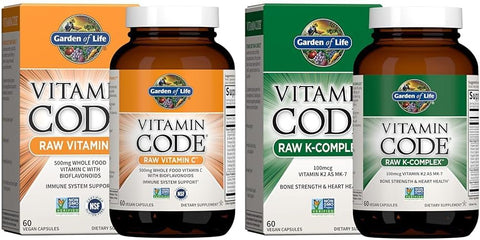 Vitamina C Raw Vitamin Code – 60 Cápsulas, 500mg Vitamina C de Alimentos Integrais - Garden of Life