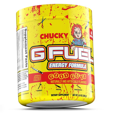 Chucky Good Guys – Pó Energético, Sem Açúcar, Cafeína Limpa, Foco e Suplemento, Mistura para Água, Sabor Laranja Tropical, Aminoácidos de Foco, Vitaminas e Antioxidantes, 280g - G Fuel