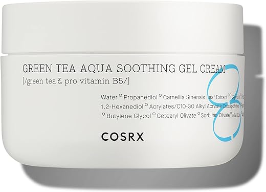 Hydrium Green Tea Aqua Soothing Gel Cream 50ml | Camelia, Aloe Gel | Cuidados com a Pele Coreanos, Vegano, Cruelty Free, Sem Parabenos - COSRX