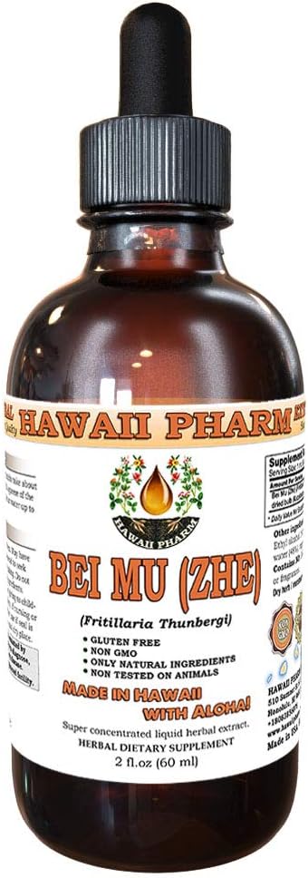Hawaii Pharm - Bei Mu (Zhe) Tintura, Extrato Líquido de Bulbo de Fritillaria Thunbergi, Suplemento Herbal 60 ml