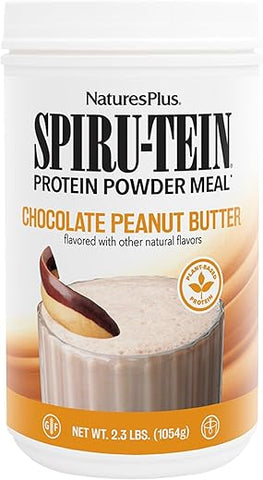 SPIRU-TEIN Shake – Chocolate Peanut Butter – 1.04 kg, Pó de Proteína de Spirulina – Substituto de Refeição à Base de Plantas, Vitaminas - Natures Plus