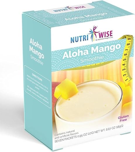 Smoothie Diet | Aloha Mango | 7 Unidades | Alto teor de proteína, sem glúten, baixo teor de gordura, baixa caloria, baixo teor de açúcar, baixo teor de carboidratos, controle de apetite - NutriWise