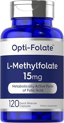 L Methylfolate 15mg | 120 Cápsulas | Tamanho Econômico | Potência Máxima | Otimizado e Ativado | Não-OGM, Sem Glúten | Metilfolato, 5-MTHF | por Opti-Folate - Carlyle