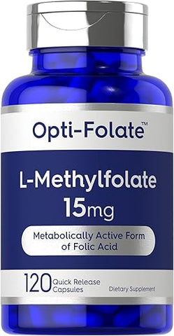 L Methylfolate 15mg | 120 Cápsulas | Tamanho Econômico | Potência Máxima | Otimizado e Ativado | Não-OGM, Sem Glúten | Metilfolato, 5-MTHF | por Opti-Folate - Carlyle