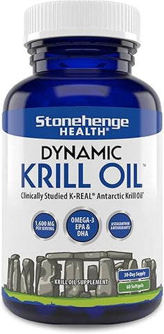 Ômega-3 EPA, DHA, Fosfolipídios de Absorção Superior 1.600 mg (Triplo Forte) Óleo de Krill Dinâmico do Oceano Antártico – Marca Stonehenge Health - Stonehenge Health