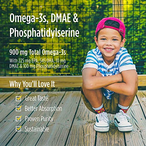 Omega Focus Jr. – 120 Mini Soft Gels – 900 mg Ômega-3s totais com EPA, DHA, DMAE – Limão - Nordic Naturals