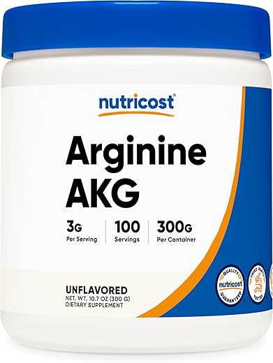Arginine AKG em Pó 300 Gramas (AAKG) – 3G Por Porção - Nutricost