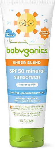 Protetor Solar Babyganics SPF 50 Mineral, Fórmula Leve, Proteção UVA UVB, Octinoxate – 100ml