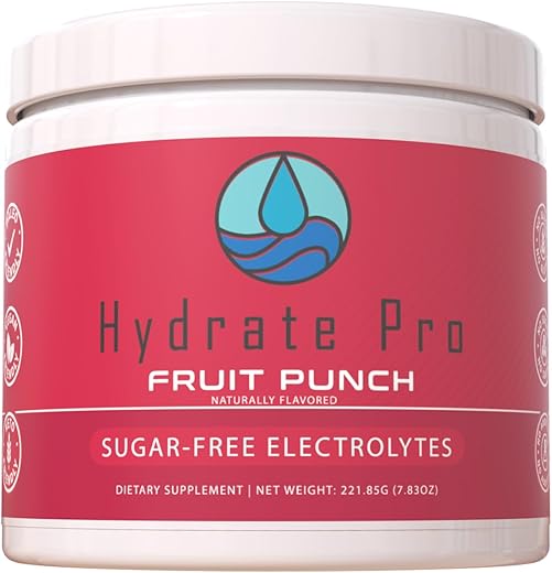 Hydrate Pro - Pó Hidratante de Eletrólitos sem Açúcar para Keto, Paleo – Marca: Electrolyte Hydration – 100g