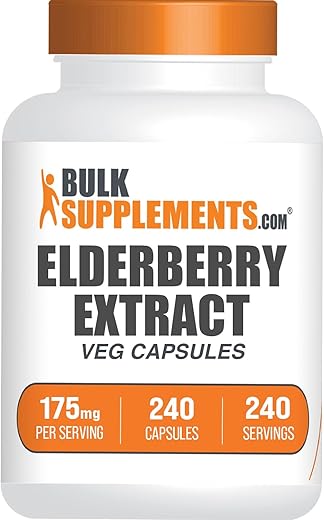com Cápsulas de Sabugueiro – Suplemento de Sabugueiro Sambucus para Suporte Imunológico – Vegano, 1 Cápsula por Porção, 240 Cápsulas Vegetais (Pacote de 1) - BulkSupplements