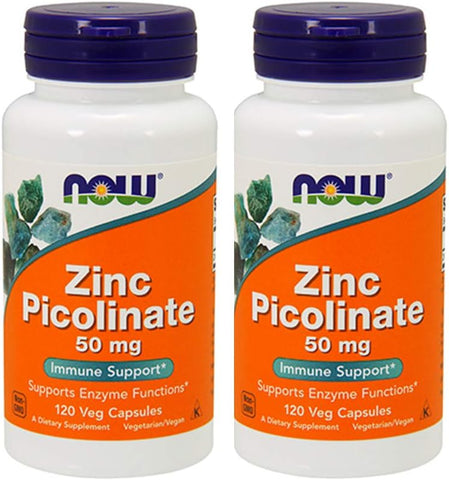 Zinco Picolinato 50mg, 120 Cápsulas (Pacote com 2) – Saúde e Bem-Estar - NOW Foods
