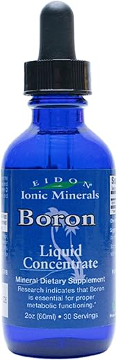 Eidon Ionic Minerals - Eidon Boron Drops Líquido – Suplemento Mineral Iônico de Boro, Elemento Essencial para Apoiar a Saúde do Cérebro e dos Ossos, Bioacessível, Sem Conservantes ou Aditivos – 60 ml