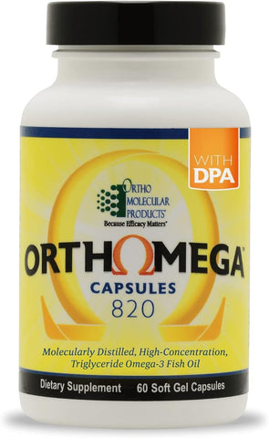 Ortho Molecular Products - Orthomega 820 (60ct) – Ômega 3 de Alta Potência – 820 mg EPA+DHA – 60 cápsulas