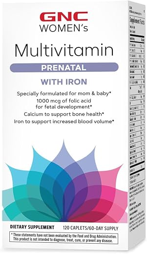 Fórmula Multivitamínica Pré-Natal para Mulheres com Ferro | Suporta a Gravidez e o Desenvolvimento Saudável do Bebê | Nutrientes Essenciais Ácido Fólico, Zinco, Cálcio e Vitaminas B | 120 Comprimidos - GNC
