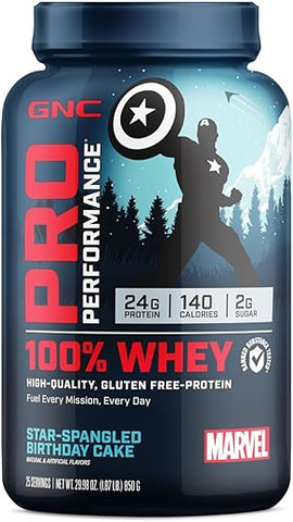 Pro Performance 100%% Whey Marvel Star-Spangled Birthday Cake – 25 Porções – 625g - GNC