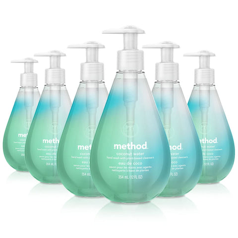 Sabonete Líquido Method Gel, Água de Coco, Fórmula Biodegradável, 355 ml (Pack com 6 unidades)