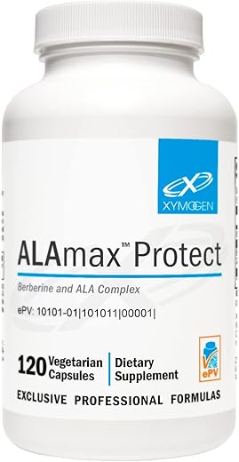 ALAmax Protect – Complexo de Suplemento de Berberina e ALA – Ácido Alfa-Lipóico com Berberina HCI Biotina para Apoiar a Saúde Cardiometabólica (120 Cápsulas) - XYMOGEN