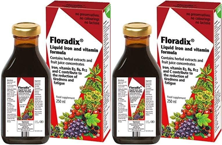 Htlaew - Floradix Floravital Fórmula Líquida de Ferro e Vitaminas 250 ml – 2 Unidades