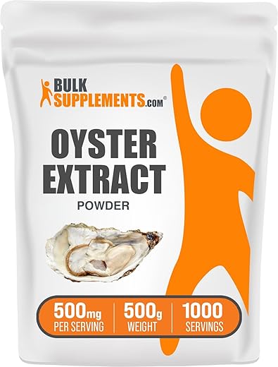 Oyster Extract Powder BulkSupplements.com – Suplemento de Ostra em Pó, das Conchas Inteiras de Ostra – Livre de Glúten, 500mg por Porção, 500g (1.1 lbs) (Pacote de 1)