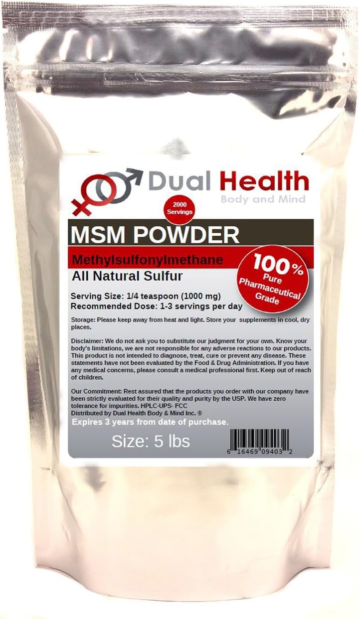 Dual Health Body & Mind - Pó de MSM Puro (Methylsulfonylmethane) 2270g – Bulk Supplements