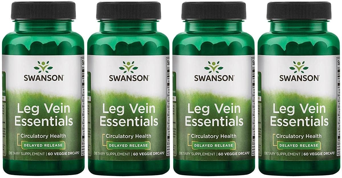 Leg Vein Essentials – 60 Cápsulas Vegetais (4 Pacotes) – Liberadas Gradualmente - Swanson