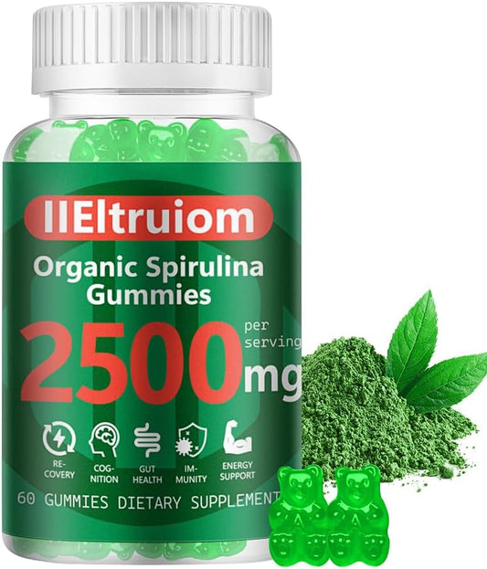 IIEltruiom - Gomas de Spirulina Orgânica 2500mg, com Vitamina e Magnésio