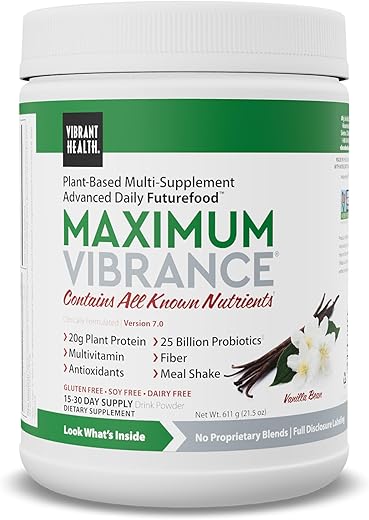 Maximum Vibrance: Shake Vegano Completo com Proteína à Base de Plantas, Baunilha, 15 Porções - Vibrant Health