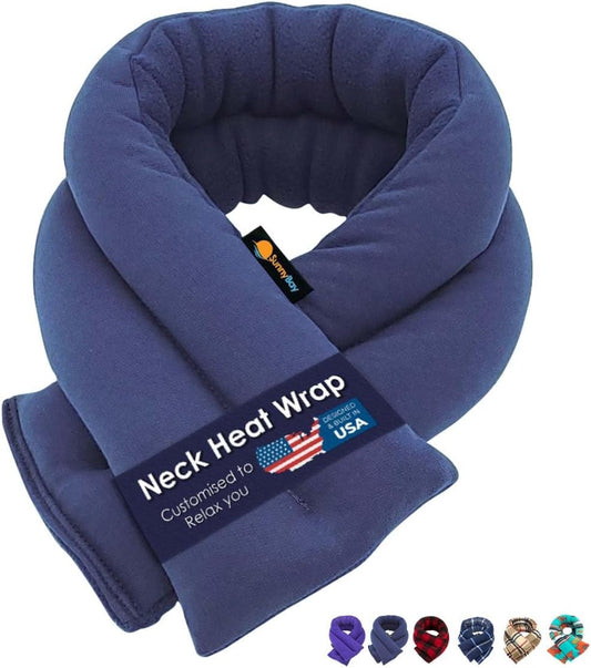 Aquecedor de Pescoço e Ombro SunnyBay, Almofadas Aquecidas para Micro-ondas, Compressa Quente ou Fria, 1,13 kg, 66×13 cm, Azul Marinho