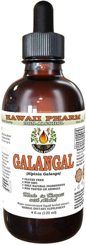 Extrato Líquido de Raiz de Galanga Sem Álcool, Orgânico Galanga Orgânica (Alpinia Galanga) Raiz Seca Glicerito Hawaii Pharm Suplemento Herbal Natural 120 ml