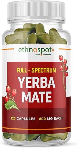 Ethnospot - Yerba Mate Energy Capsules – Energia Natural com Cafeína Herbal Pura para Impulsionar a Energia