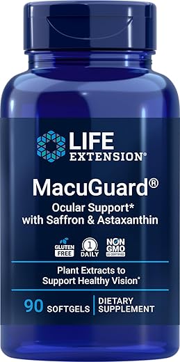 MacuGuard Suporte Ocular 90 softgels com Açafrão – Fórmula Avançada para a Saúde dos Olhos - Life Extension