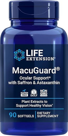 MacuGuard Suporte Ocular 90 softgels com Açafrão – Fórmula Avançada para a Saúde dos Olhos - Life Extension