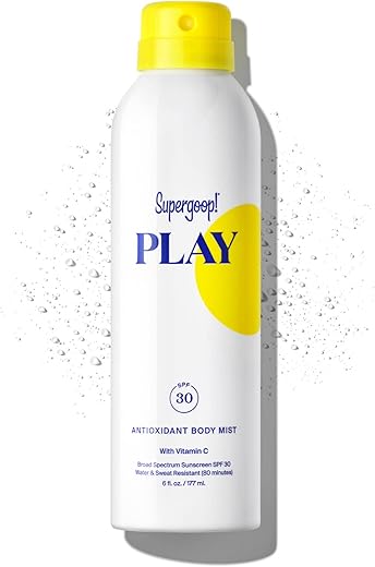 PLAY SPF 30 Body Mist Antioxidante com Vitamina C, 177 ml – Protetor Solar em Spray de Amplo Espectro para Pele Sensível – Ingredientes Naturais – Ideal para Dias Ativos - Supergoop!