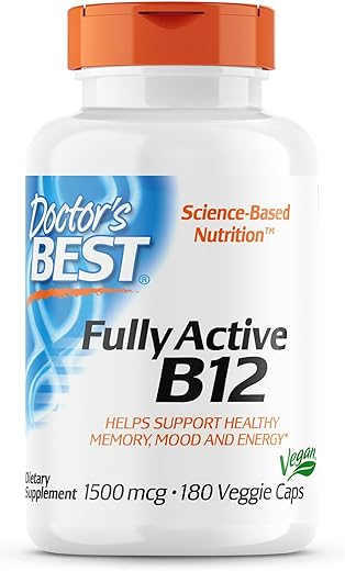 Doctor's BEST - Doctor’s Best B12 1500 Mcg: Energia, Humor, Circulação | Vegano, Sem Glúten | 180 Cápsulas