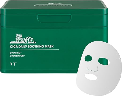 Máscara Facial Diária Soothing 30un, Tipo Dispenser Refrescante Hidratante Máscara Coreana Facial em Folha, Fornecimento de 30 dias - VT COSMETICS