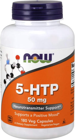 5-HTP 50 mg – Suporte Neurotransmissor, 180 Cápsulas Vegetais - NOW Foods