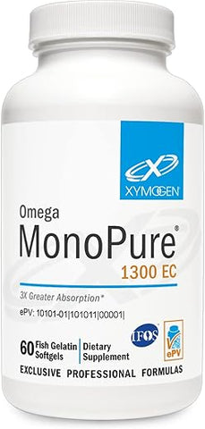 Omega MonoPure 1300 EC – Óleo de Peixe com 3X Maior Absorção – DHA EPA Ômega 3 para Saúde Cardíaca e Suporte Cognitivo (60 Softgels) - XYMOGEN