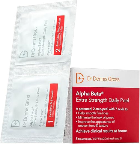 Alpha Beta Extra Strength Daily Peel | Tratamento Diário em 2 Passos para Potencializar o Brilho, Refinar Poros, Eliminar Acne e Suavizar Linhas  Dr Dennis Gross - Dr Dennis Gross
