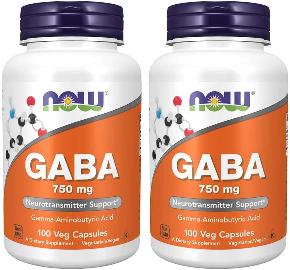 NOW Foods - Now GABA 750mg, 100 Vcaps (2pack) – Potencialize sua saúde com Now GABA 750mg, 100 Cápsulas Vegetais (2 pacotes)