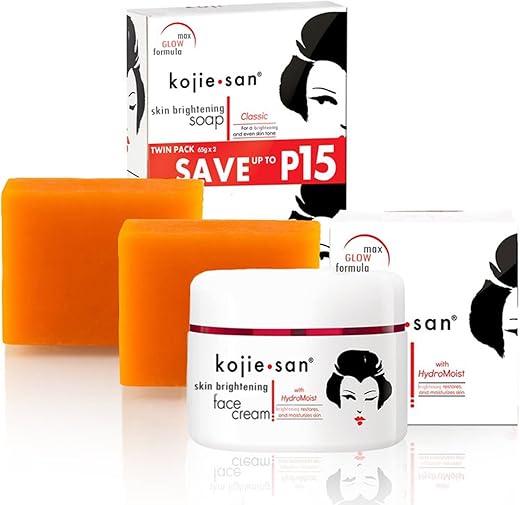 Conjunto Kojie San Skin Brightening 2 Peças – Sabonete Original de Ácido Kójico que Reduz Manchas Escuras, Hiperpigmentação – 100g
