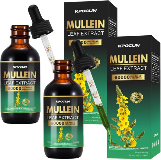 KPOCUN - Gotas de Verbascum para os Pulmões – Limpeza Pulmonar – Extrato de Folha – Verbascum Poderoso para Suporte Imunológico e Desintoxicação