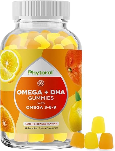 Phytoral - DHA Omega 3 Gummies para Adultos – Suplemento Vegetariano de Ômega 3 Delicioso e Natural com Vitaminas em Goma à Base de Semente de Chia – Suplemento de Ômega 3 EPA DHA à Base de Plantas com Ômega 3 6 9 – Marca: DHA Omega 3 Gummies